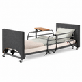 Electric Hospital Bed for Home Use – 5 Functions, Advanced German LIMOSS Motor, Ultra-Low 8.5"–25" Adjustable Height, Double Solid Wood Panels with Medical Overbed Table & Foldable Rails