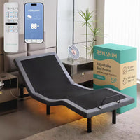 Gray Twin XL Adjustable Bed Frame, Massage, Wireless Remote/App, USB Ports, Under-Bed Light, Head/Foot Incline