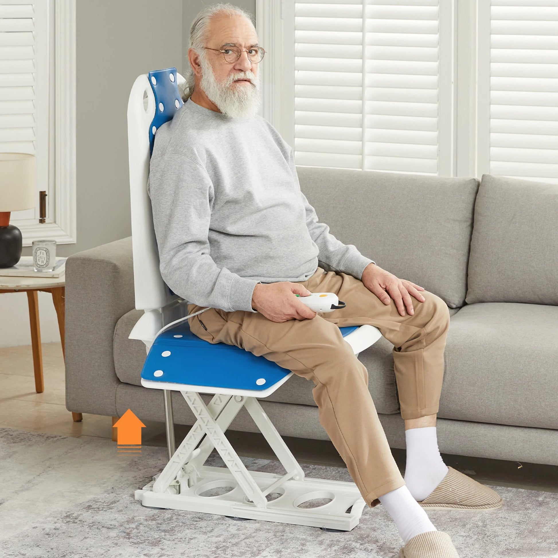 Electric Chair Lift for Elderly, IP68 Waterproof Bath Lift Chair, 300 LBS Fall Assist Devices to Lift Seniors from Floor, Lifts to 20"