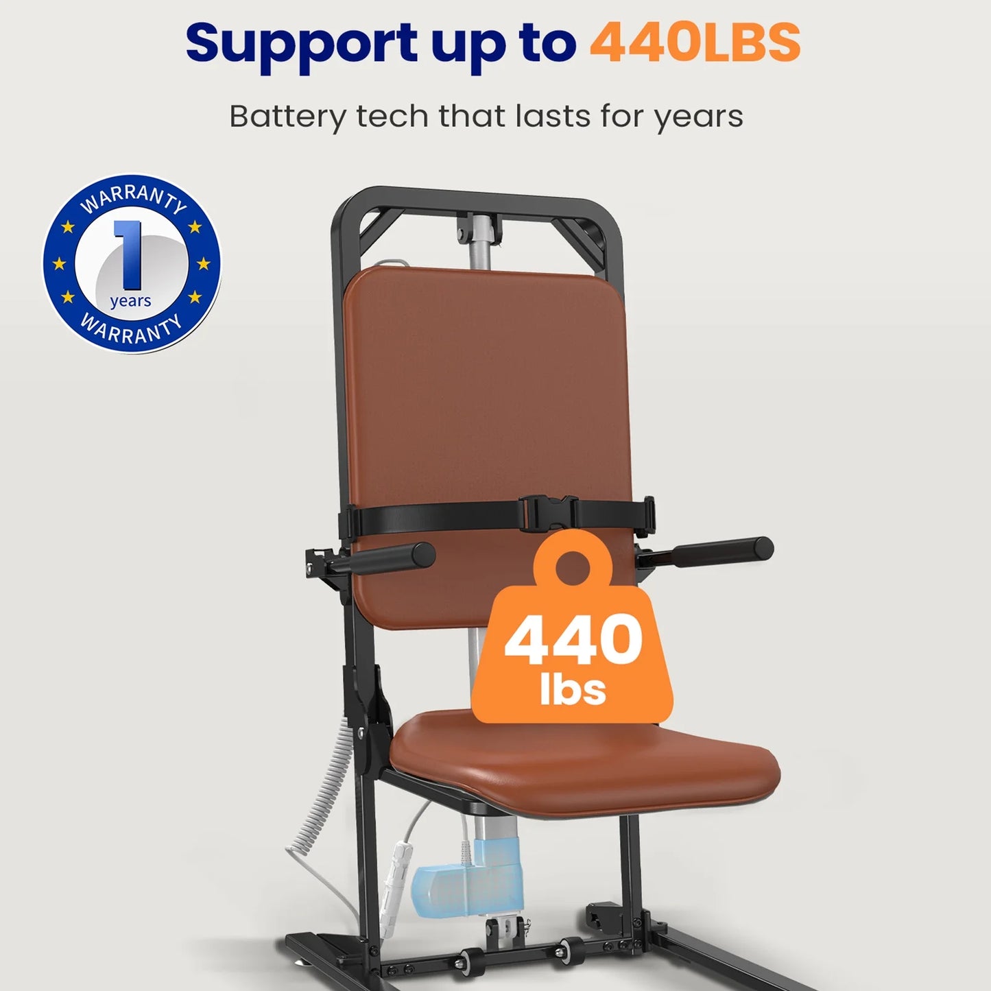 Electric Chair Lift, Stand up Independently from Floor, Support up to 440 LBS for Home/Care Center, Lift Elderly from Floor