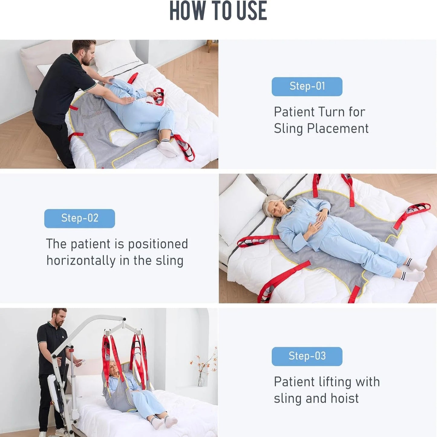 Electric Transfer Patient Lift, Medical Carbon Steel Body Transfer Lift W/Sling for Seniors, Bed & Chair Use, 510Lb Weight Capacity, White