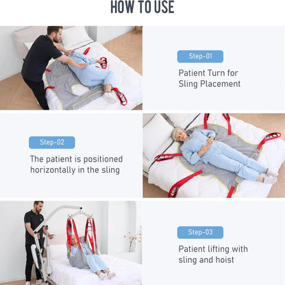 Electric Transfer Patient Lift, Medical Carbon Steel Body Transfer Lift W/Sling for Seniors, Bed & Chair Use, 510Lb Weight Capacity, White