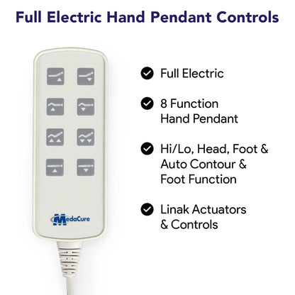 Ultra Wide Full Electric Bariatric Adjustable Hospital Bed - 14"-30" Height Range, 36”-42”-48” Width, 80”-88” Length 550 Lbs