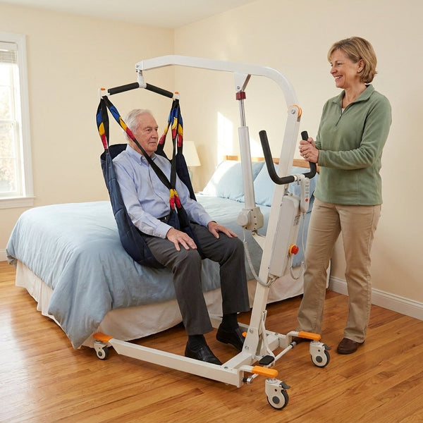 Electric Patient Lift Built for Safe Transfers, 440LB Capacity, Collapsible Design, Floor Lift Assist