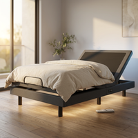 Gray Twin XL Adjustable Bed Frame, Massage, Wireless Remote/App, USB Ports, Under-Bed Light, Head/Foot Incline — Studio Shot