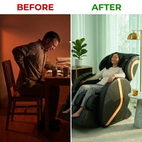 Zero Gravity Massage Chair Built for Deep Relaxation, Full Body Coverage, Heat Therapy, 5 Auto Programs — Before & After