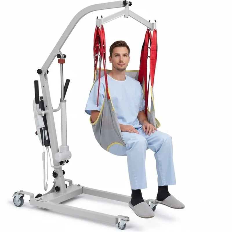 Electric Transfer Patient Lift, Medical Carbon Steel Body Transfer Lift W/Sling for Seniors, Bed & Chair Use, 510Lb Weight Capacity, White